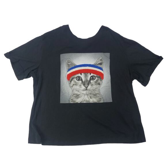 Zoe + Liv Tops - Zoe + Liv | Kitty Working Out Crop T-Shirt | Size XXL